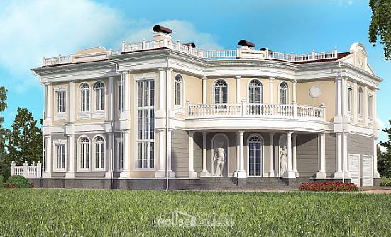 505-001-П Проект двухэтажного дома и гаражом, огромный домик из поризованных блоков Отрадный | Проекты домов от House Expert