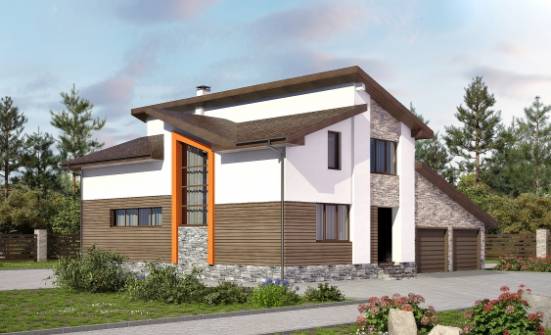 240-004-П Проект двухэтажного дома мансардой, гараж, уютный коттедж из бризолита Отрадный | Проекты домов от House Expert