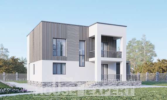 150-017-П Проект двухэтажного дома, современный загородный дом из арболита Самара, House Expert