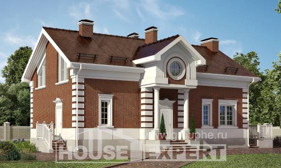 160-009-П Проект двухэтажного дома с мансардным этажом, красивый коттедж из блока Отрадный, House Expert
