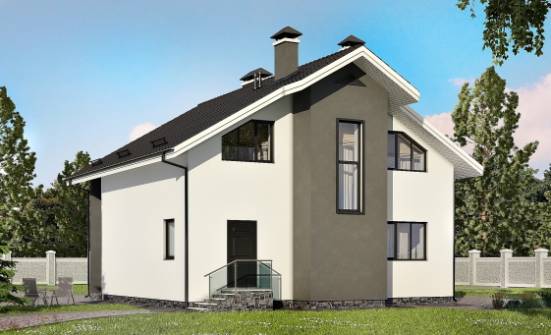 150-005-Л Проект двухэтажного дома с мансардным этажом, бюджетный коттедж из газобетона Отрадный | Проекты домов от House Expert