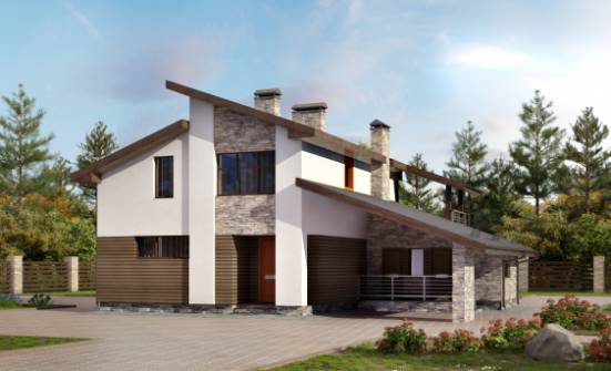 200-010-П Проект двухэтажного дома мансардой и гаражом, современный домик из арболита Жигулёвск | Проекты домов от House Expert