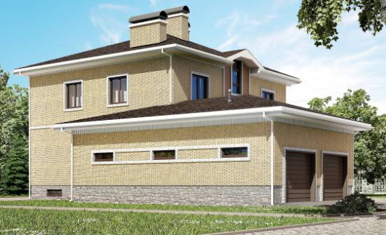350-002-Л Проект трехэтажного дома, гараж, просторный дом из кирпича Самара | Проекты домов от House Expert