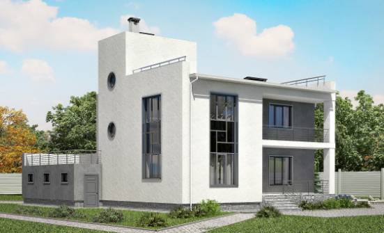 255-001-П Проект двухэтажного дома и гаражом, современный загородный дом из газосиликатных блоков Отрадный | Проекты домов от House Expert