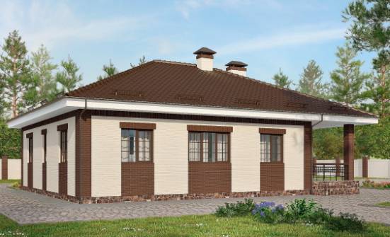 160-015-П Проект одноэтажного дома и гаражом, скромный коттедж из поризованных блоков Отрадный | Проекты домов от House Expert