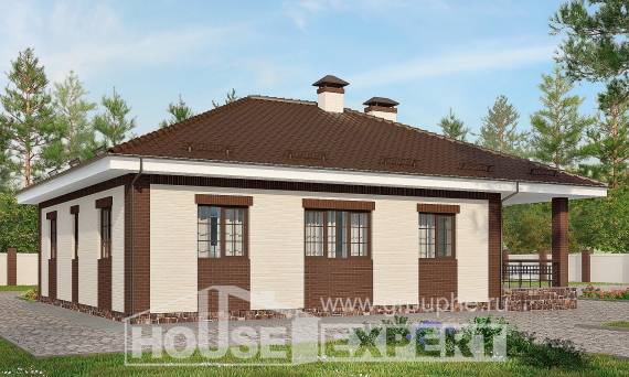 160-015-П Проект одноэтажного дома, гараж, небольшой домик из арболита Жигулёвск, House Expert