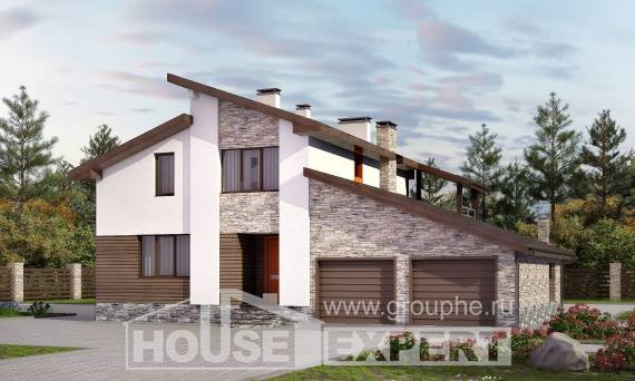 240-004-П Проект двухэтажного дома мансардой, гараж, уютный загородный дом из поризованных блоков Новокуйбышевск, House Expert