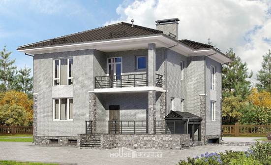 275-004-П Проект трехэтажного дома и гаражом, уютный домик из кирпича Новокуйбышевск | Проекты домов от House Expert