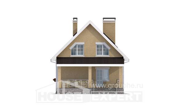 130-004-П Проект двухэтажного дома мансардой, недорогой коттедж из поризованных блоков Сызрань, House Expert