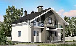 150-005-Л Проект двухэтажного дома мансардой, простой домик из твинблока Отрадный, House Expert