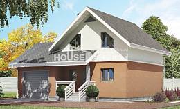 120-002-Л Проект двухэтажного дома мансардой, гараж, бюджетный загородный дом из теплоблока Сызрань, House Expert
