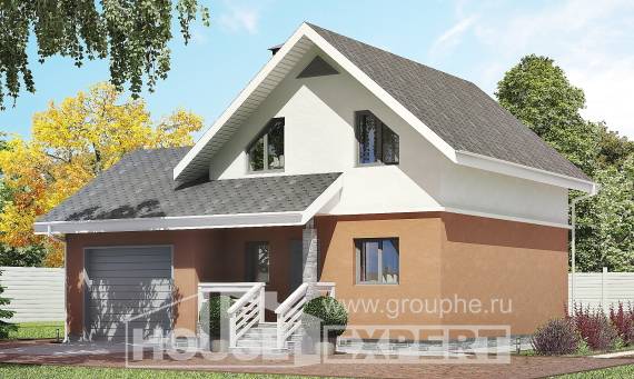 120-002-Л Проект двухэтажного дома мансардой, гараж, бюджетный загородный дом из теплоблока Сызрань, House Expert