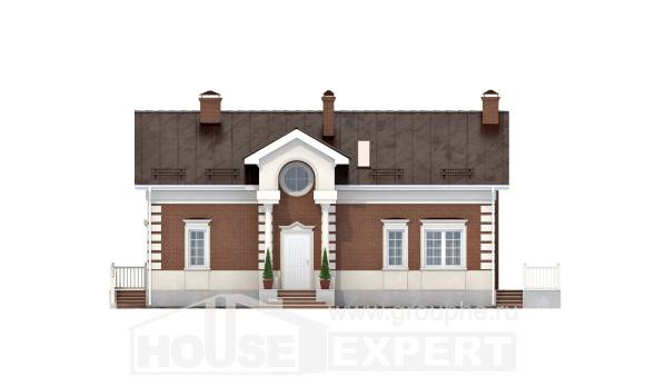 160-009-П Проект двухэтажного дома с мансардой, небольшой домик из поризованных блоков Самара, House Expert