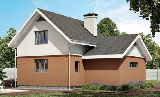 120-002-Л Проект двухэтажного дома с мансардой, гараж, простой коттедж из твинблока Отрадный | Проекты домов от House Expert